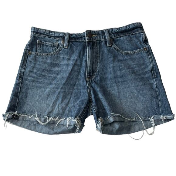 Lucky Brand Womens Jean Shorts Size 4/27 Mid Rise The Boyfriend Short Blue Denim - Picture 1 of 11